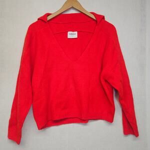 Callahan Red Textured Eyelash Knit Cropped Sweater Pullover Size Small Soft